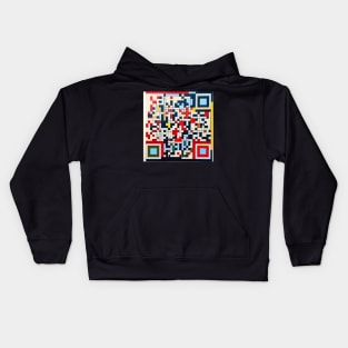 RickRoll QR Code Piet Mondrian Style Painting Kids Hoodie